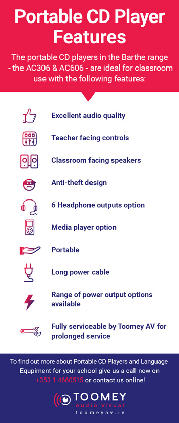 Portable CD Player Features - Language Equipment for Schools Ireland