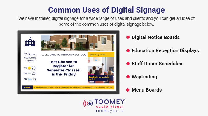 Uses Digital Signage Primary Schools - Toomey AV Dublin