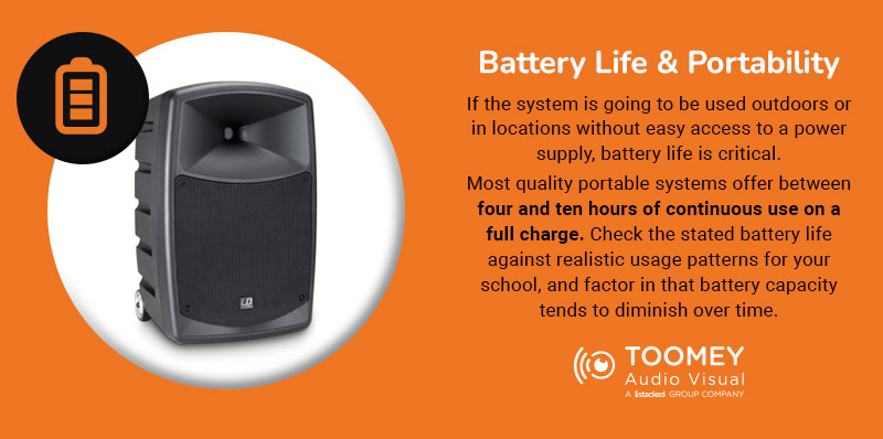Battery Life and Portability PA System Schools - ToomeyAV